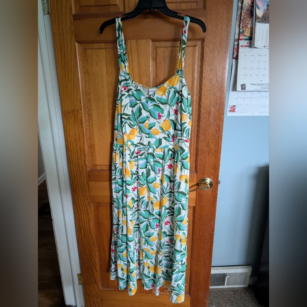 Ava & Viv Vibrant Floral Maxi Dress - Green, Yellow, Red